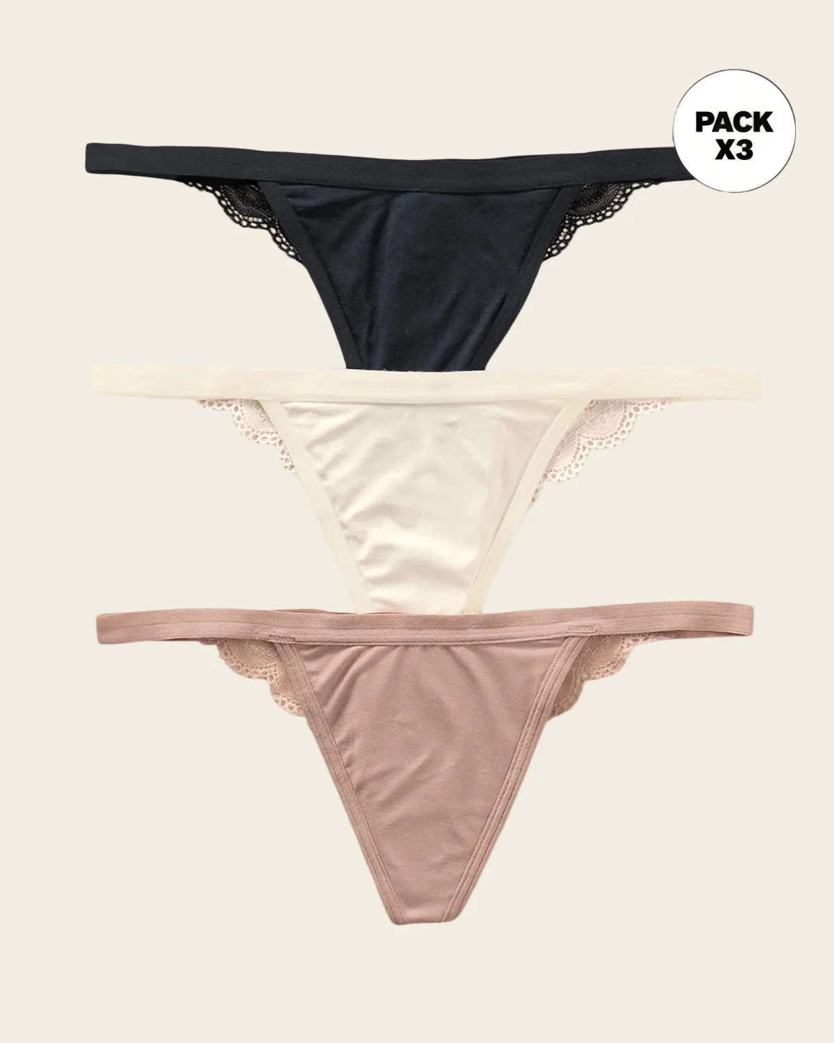 3 Low Rise G-Strings with Precious Lace