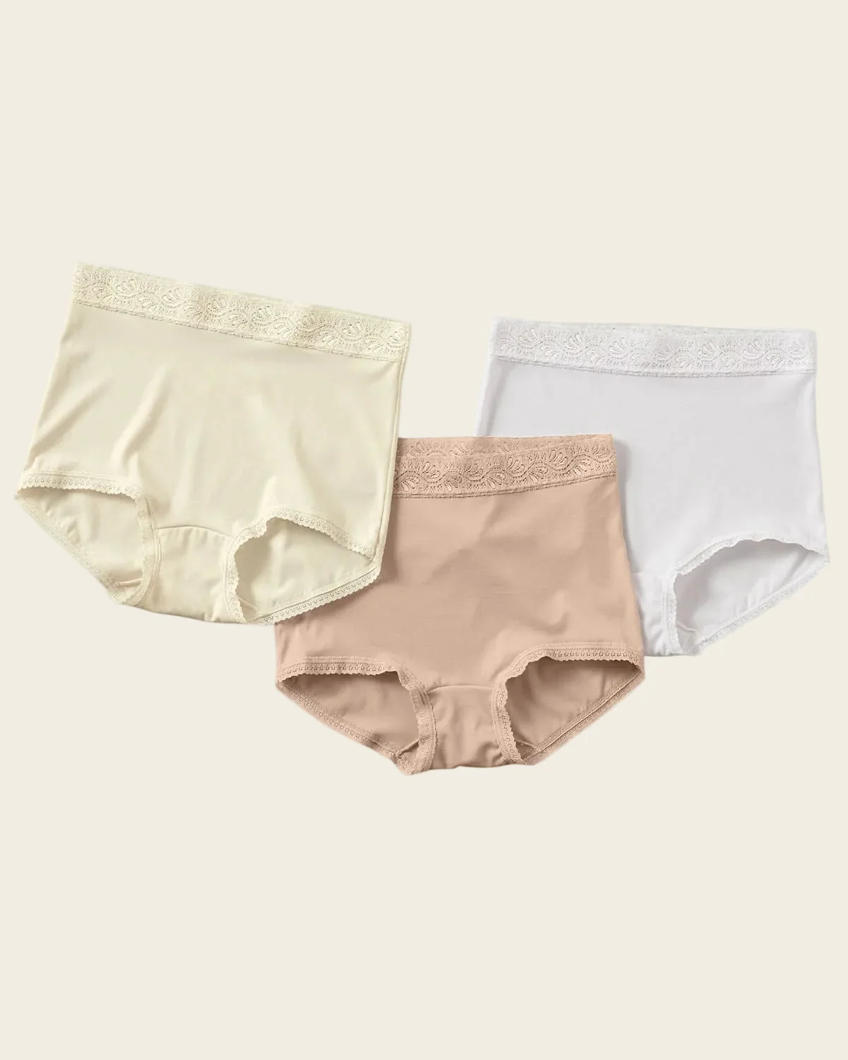3-Pack High-Waisted Boyshorts with Lace Accents