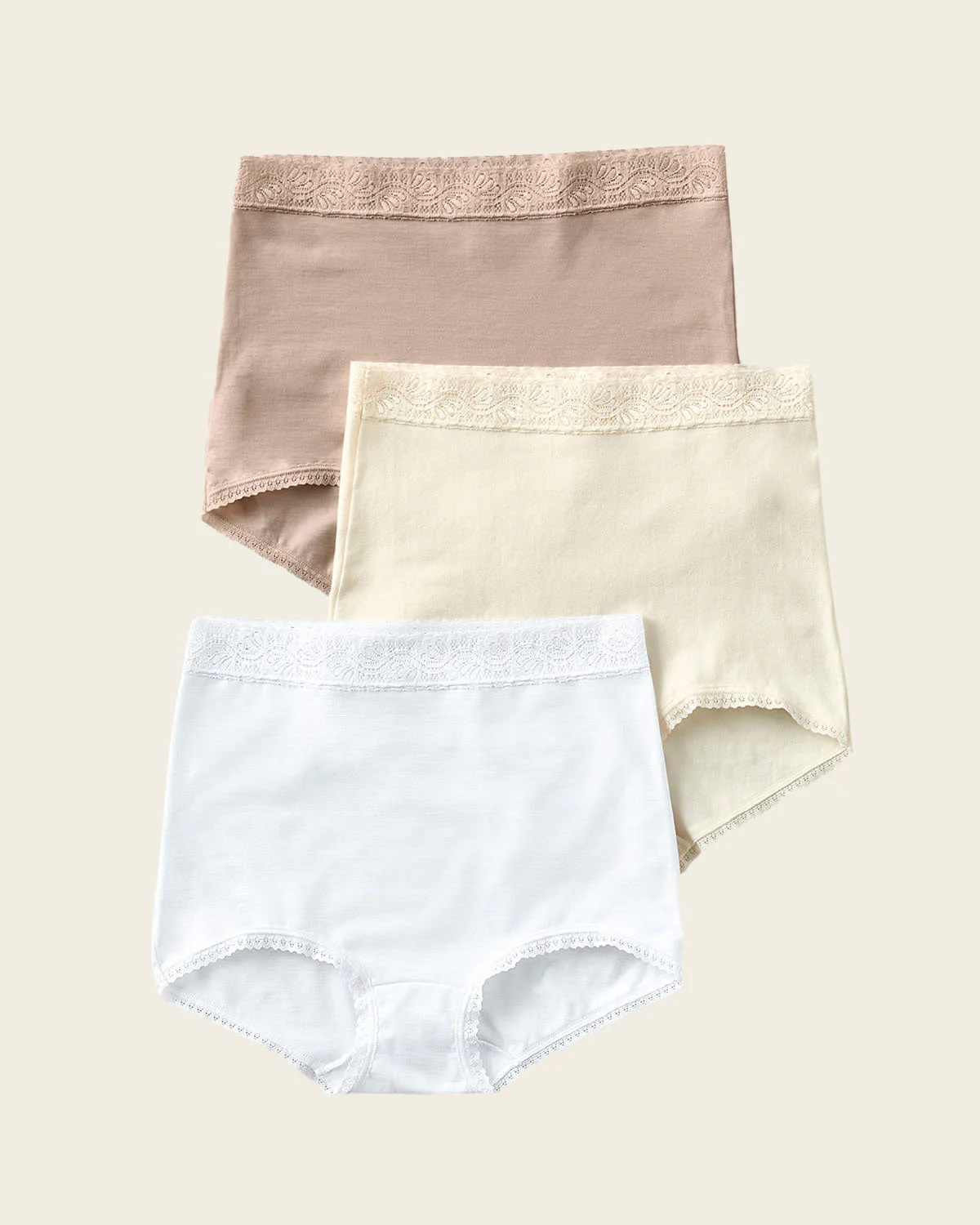 3-pack high-waisted lace trim brief knickers