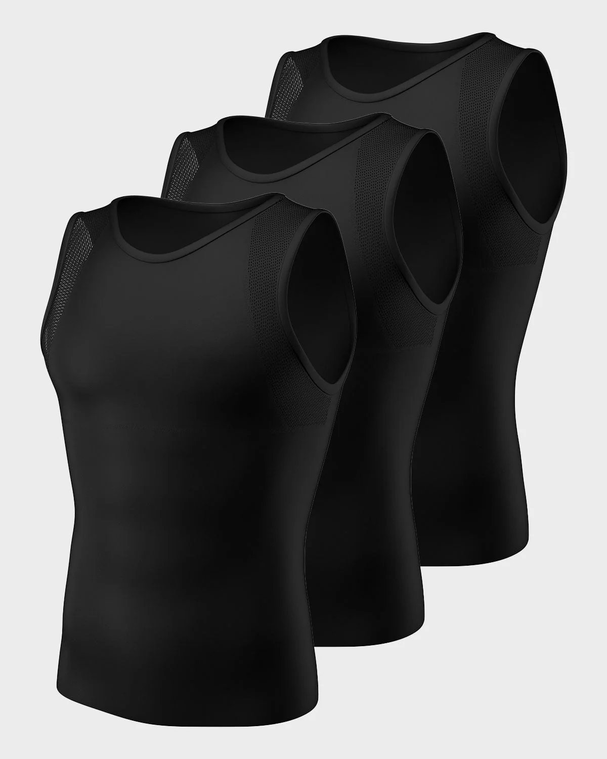 3-Pack of Stretch Cotton Firm Compression Shaper Tanks with Mesh Cutouts