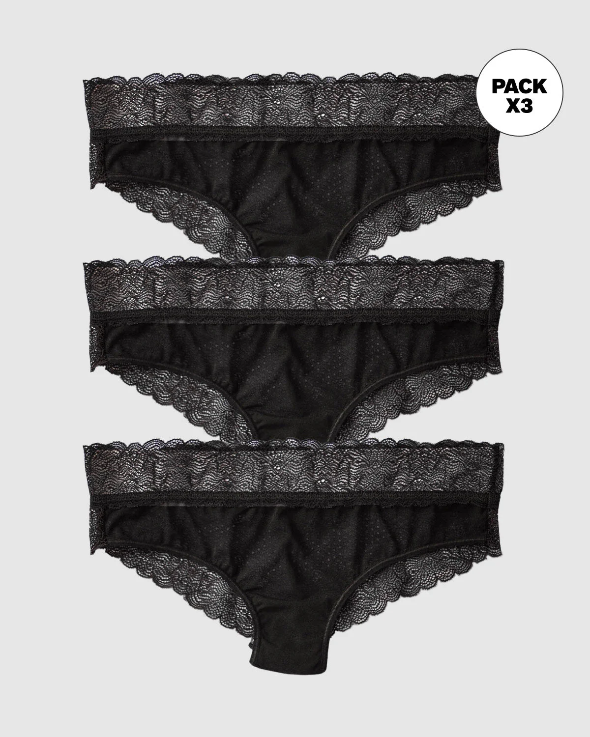3-Pack Sheer Lace Low-Rise Cheeky knickers