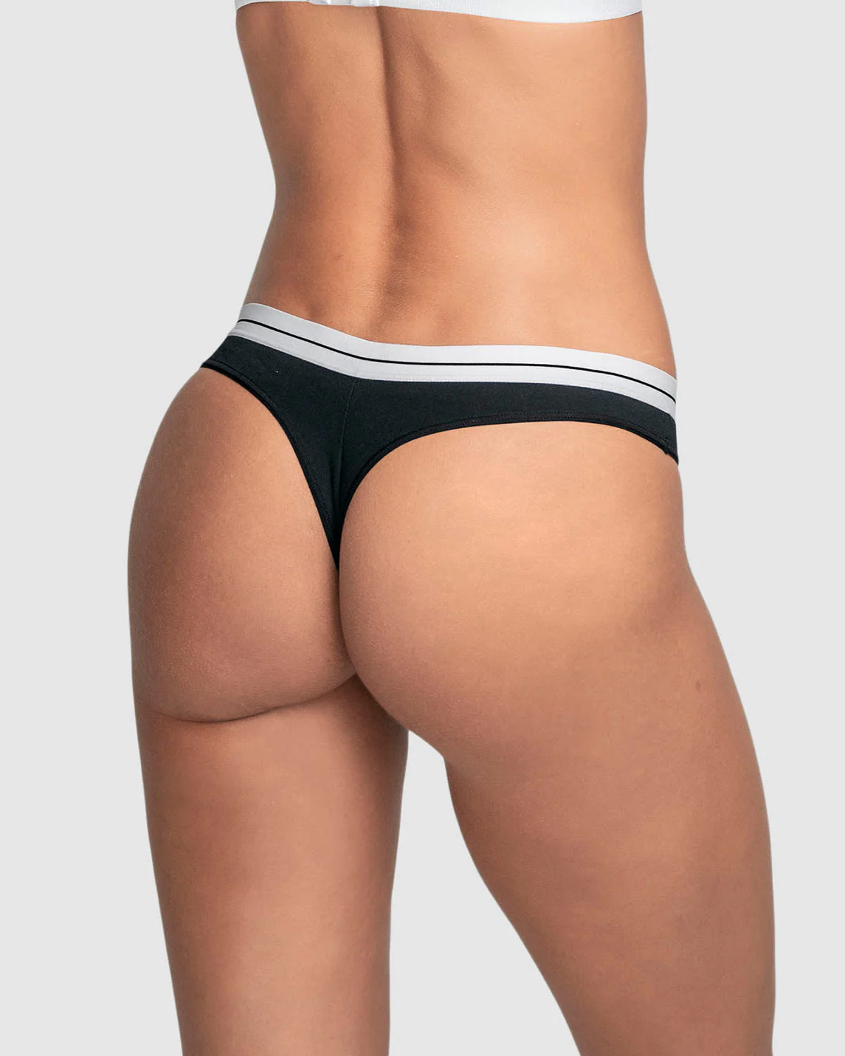 3-Pack Stretch Cotton Contrast Waistband Thongs - Image 2