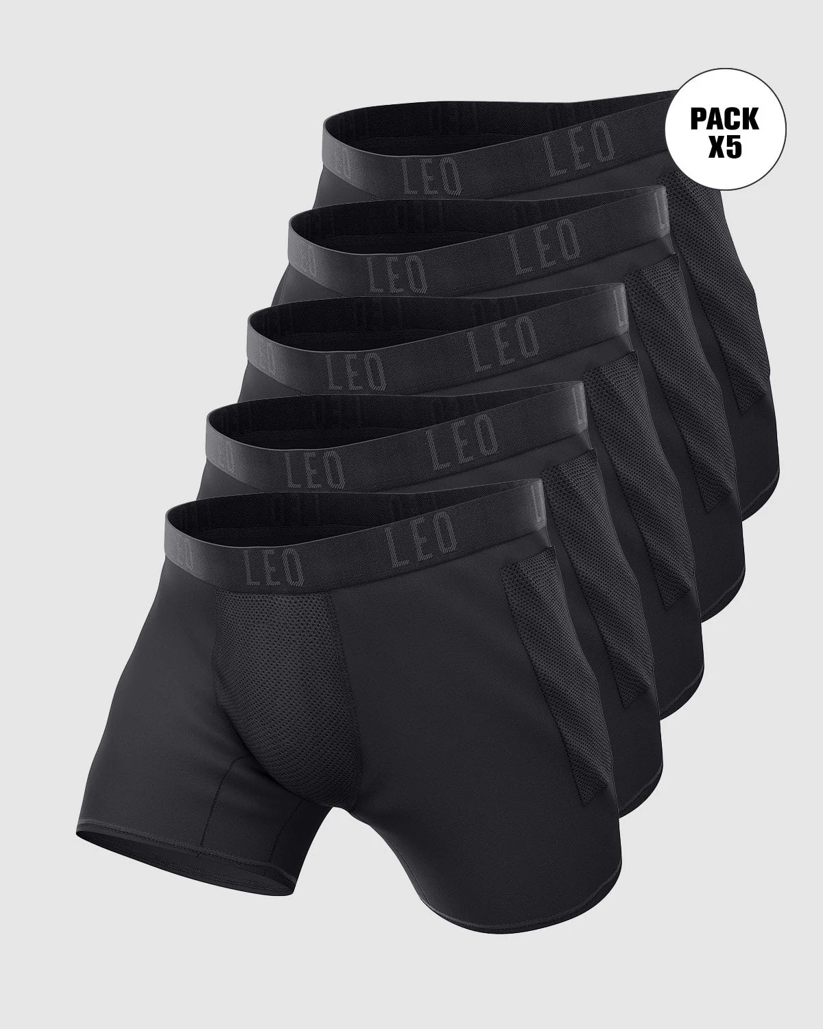 5-Pack Long Athletic Boxer Briefs with Side Pocket