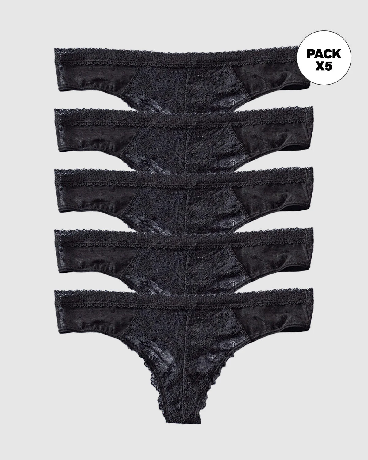 5-Pack Sheer Lace Low-Rise Thong knickers