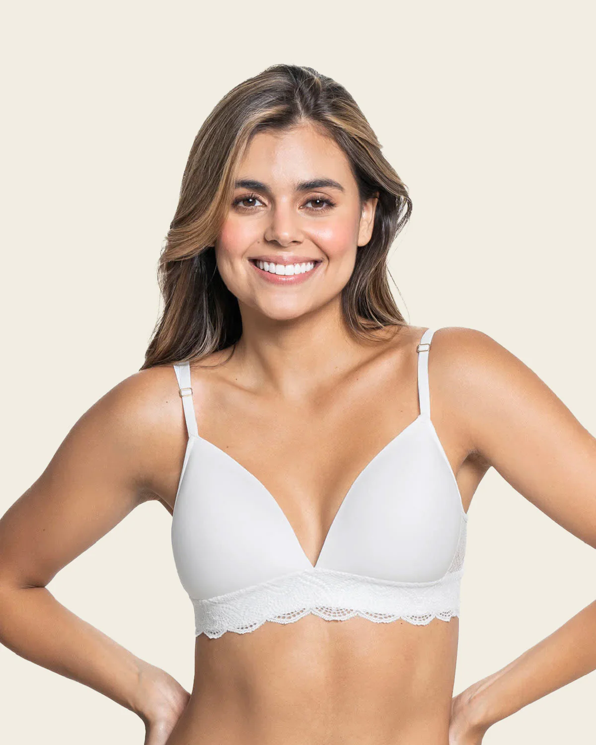 Comfy deep v-neck lace accent bralette - Image 5