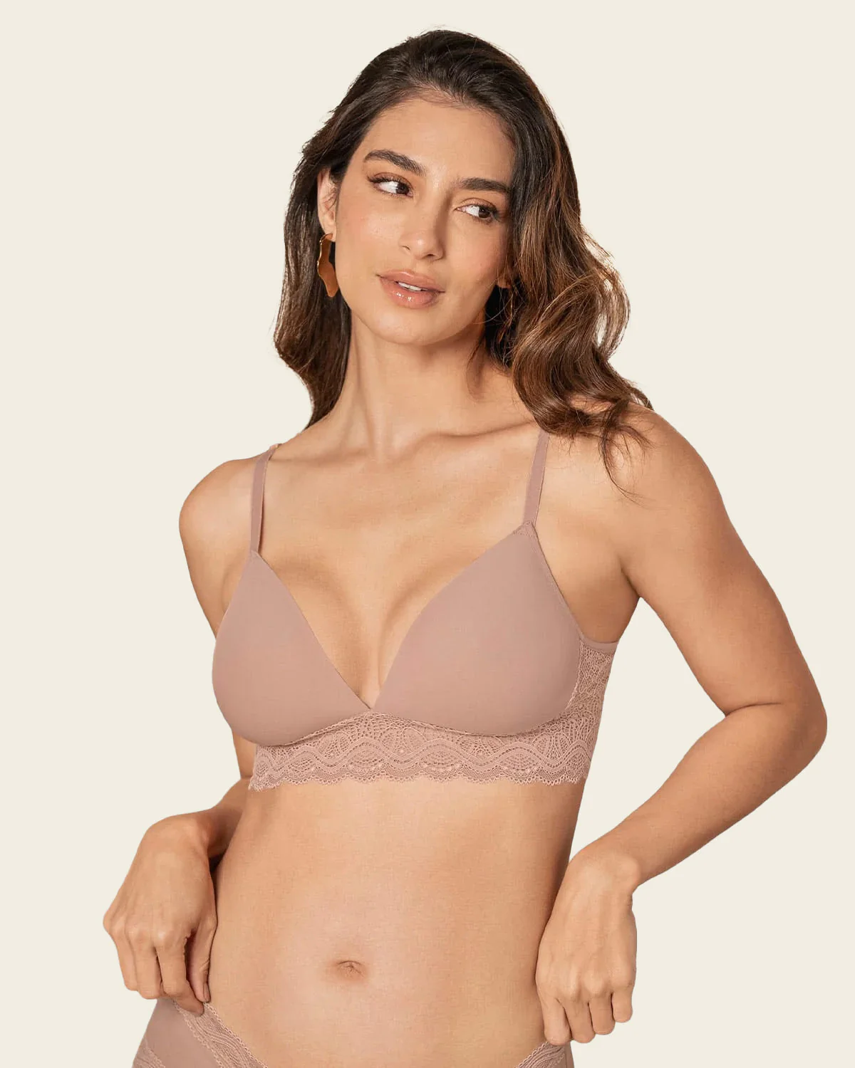 Comfy deep v-neck lace accent bralette - Image 9