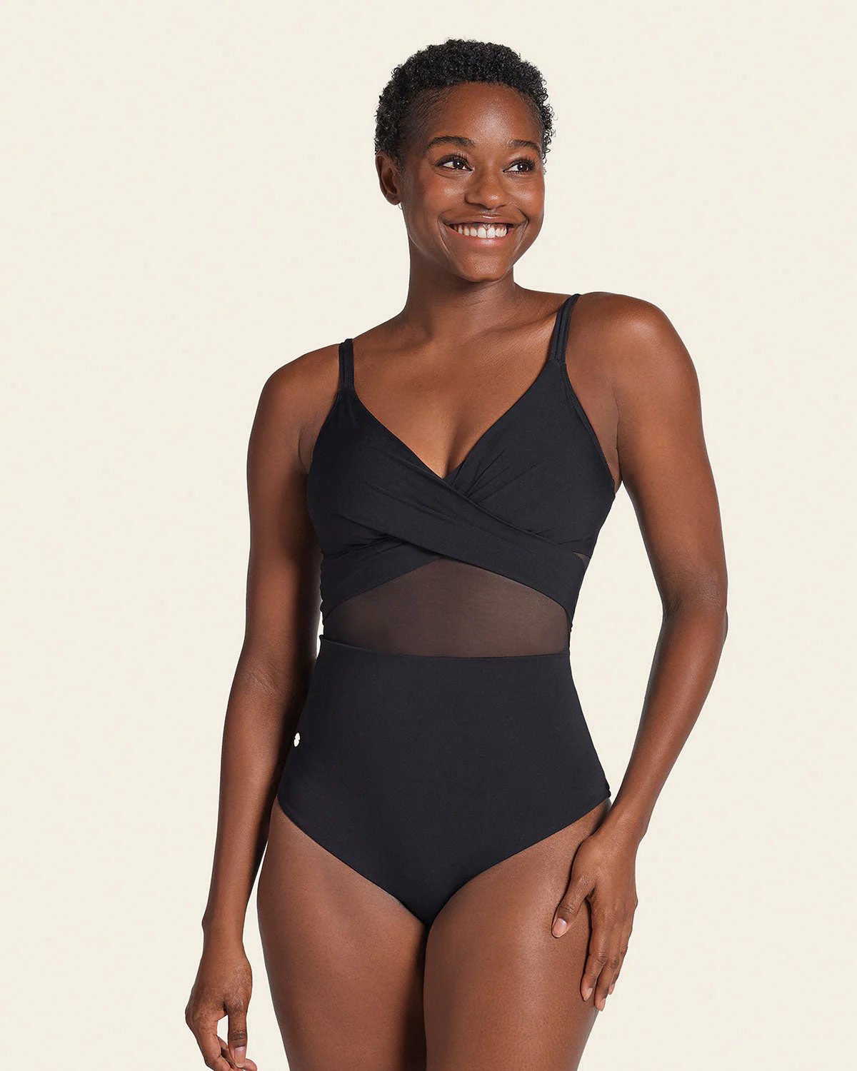Contrast Detail One Piece Swimsuit with Slimming Compression - Image 5
