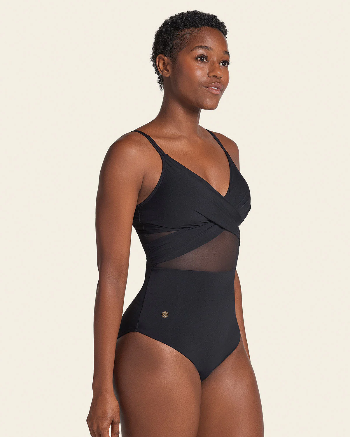 Contrast Detail One Piece Swimsuit with Slimming Compression - Image 7