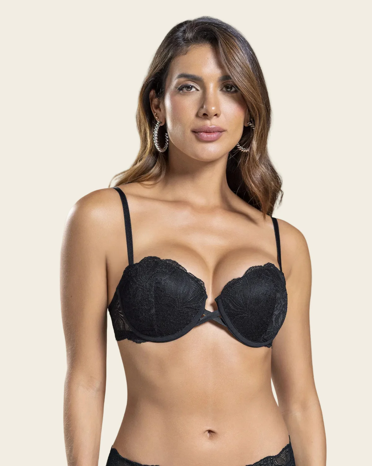 Cross-Front Floating Wire Push-Up Bra