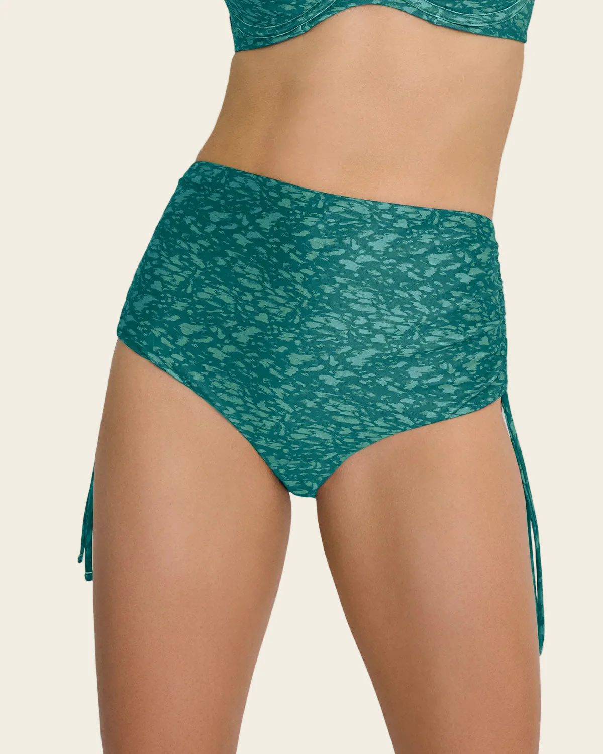Eco Friendly High Waisted Gathered Bikini Bottom