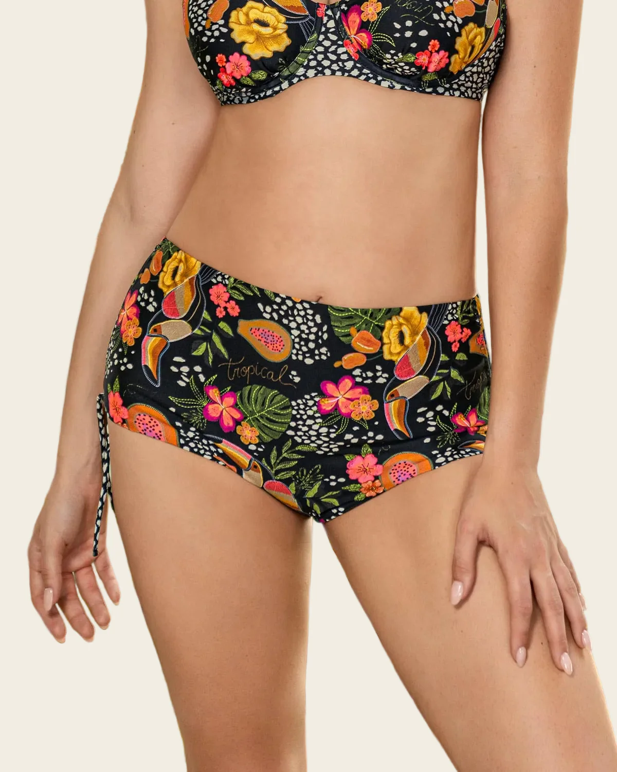 Eco Friendly High Waisted Gathered Bikini Bottom - Image 6