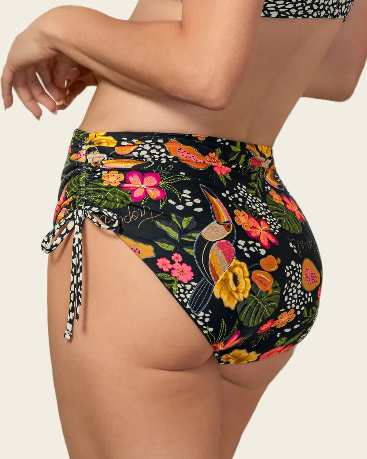 Eco Friendly High Waisted Gathered Bikini Bottom - Image 7