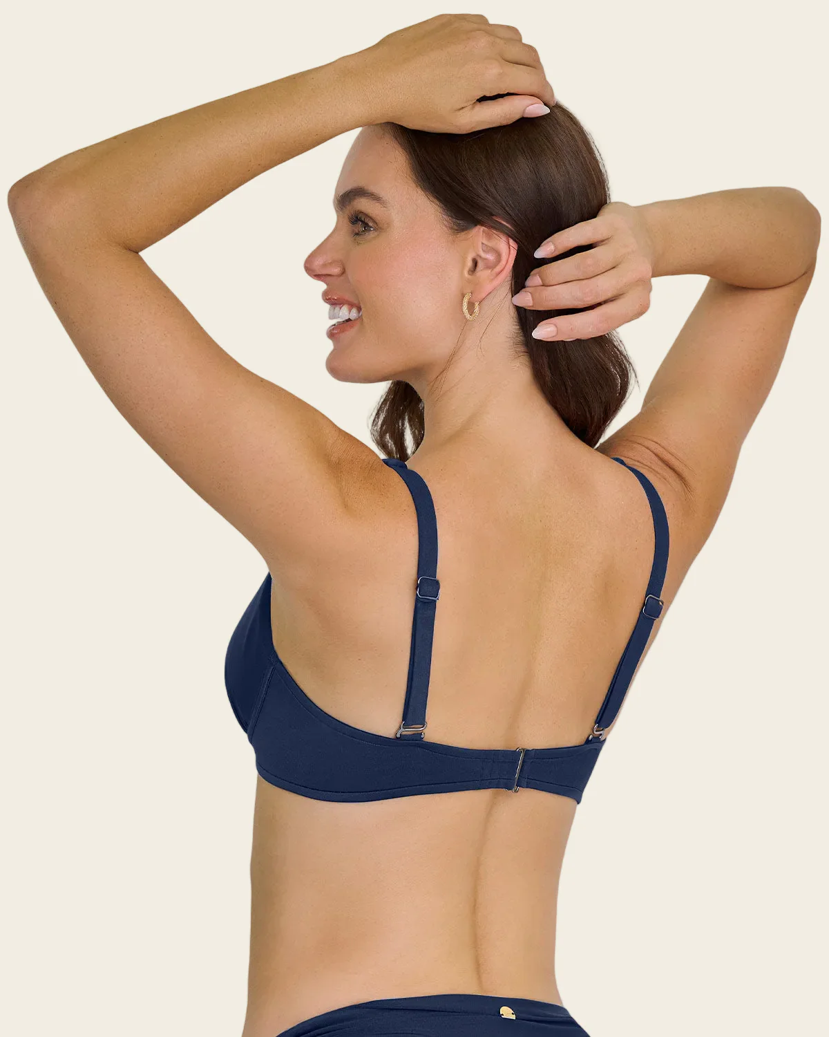 Full Coverage Supportive Bikini Top with Ruched Cup Details - Image 2