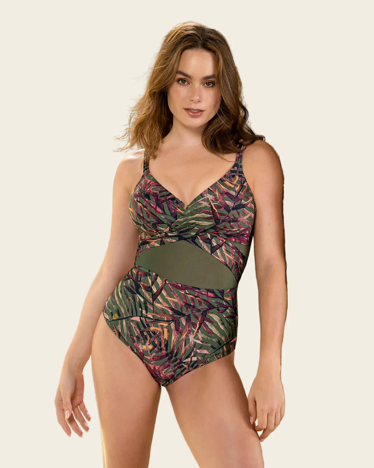 Graphic One Piece Swimsuit with Tulle Details - Image 4