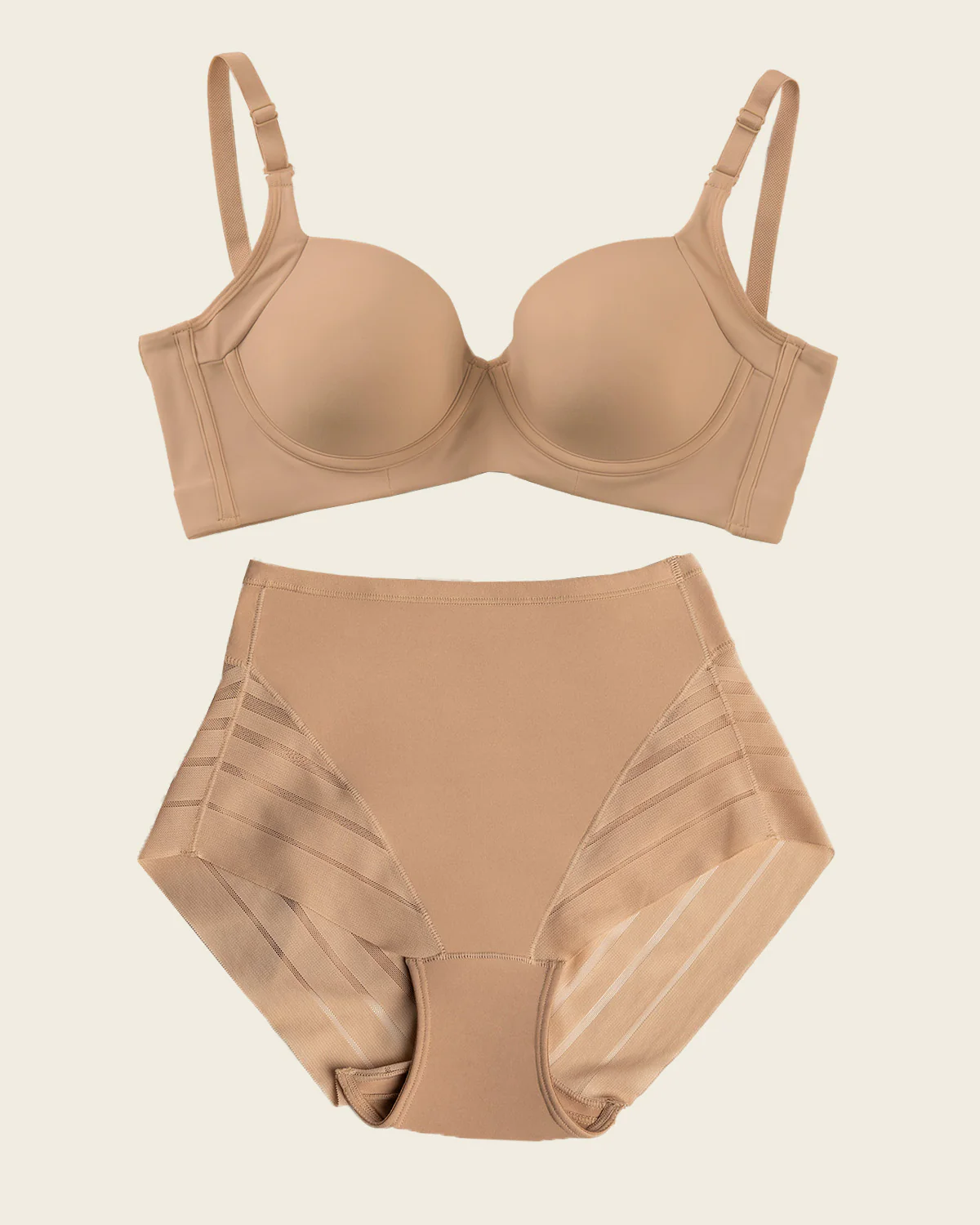 High Profile Bra + Stripe Undetectable Panty en Habano Medio