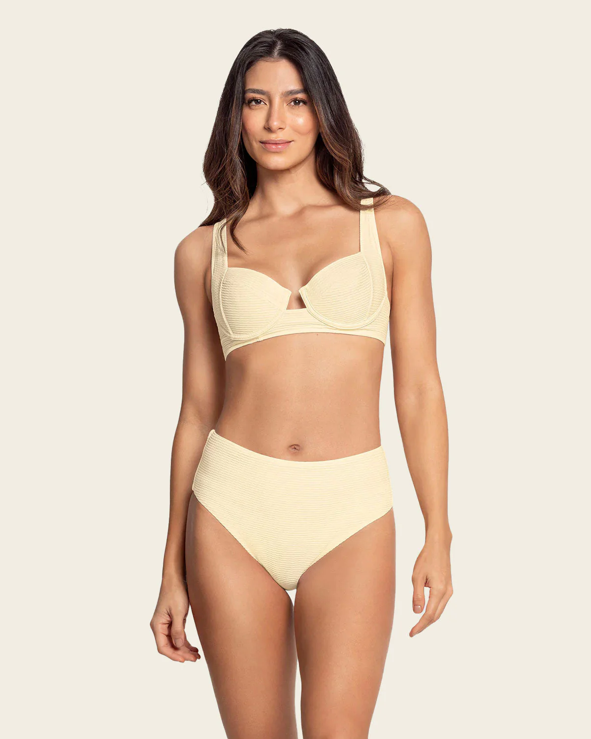 High Waisted Ribbed Bikini with Structured Top - Image 5