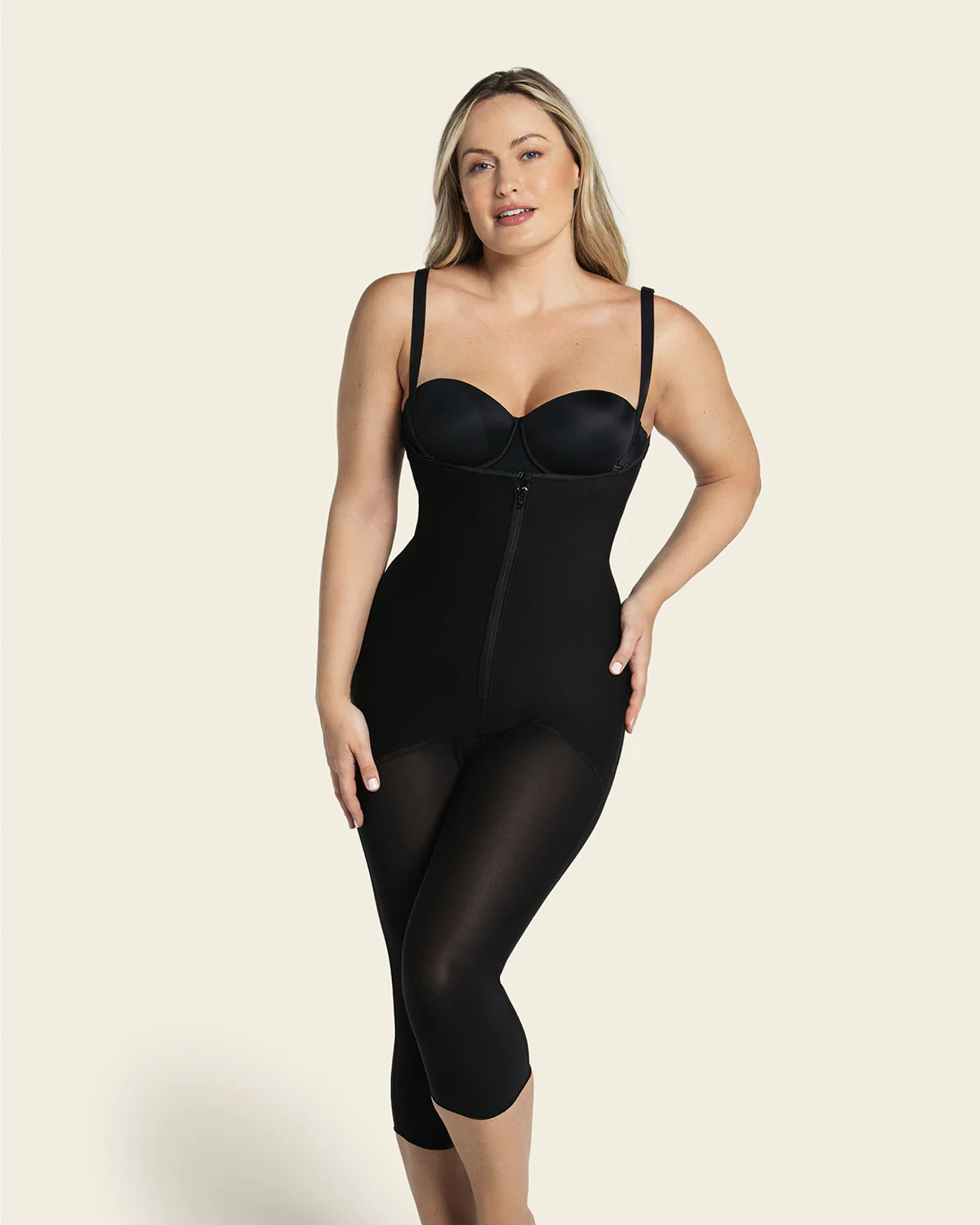 Hook-and-Zip Mid-Calf Sculpting Body Shaper