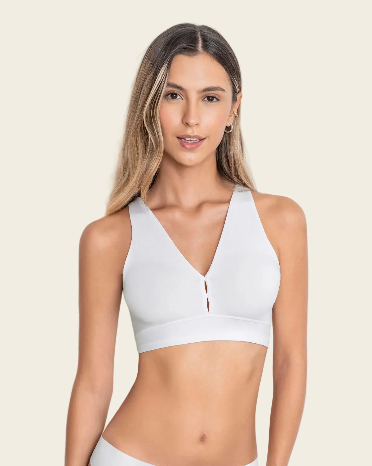 Keyhole Front V-Neck Light Sports Bra