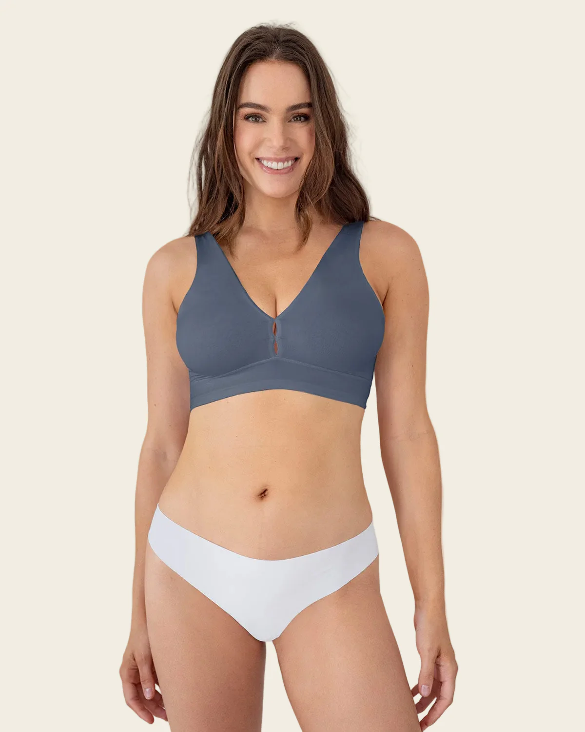 Keyhole Front V-Neck Light Sports Bra - Image 12