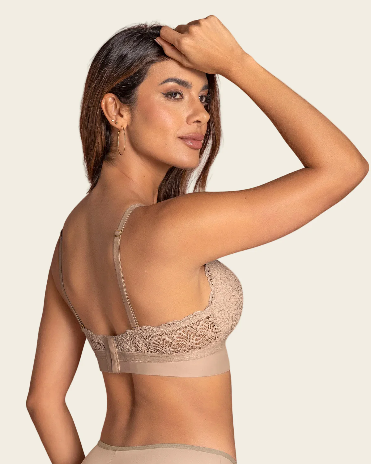 Lace-and-Smooth Wireless Lined Plunge Bra - Image 2