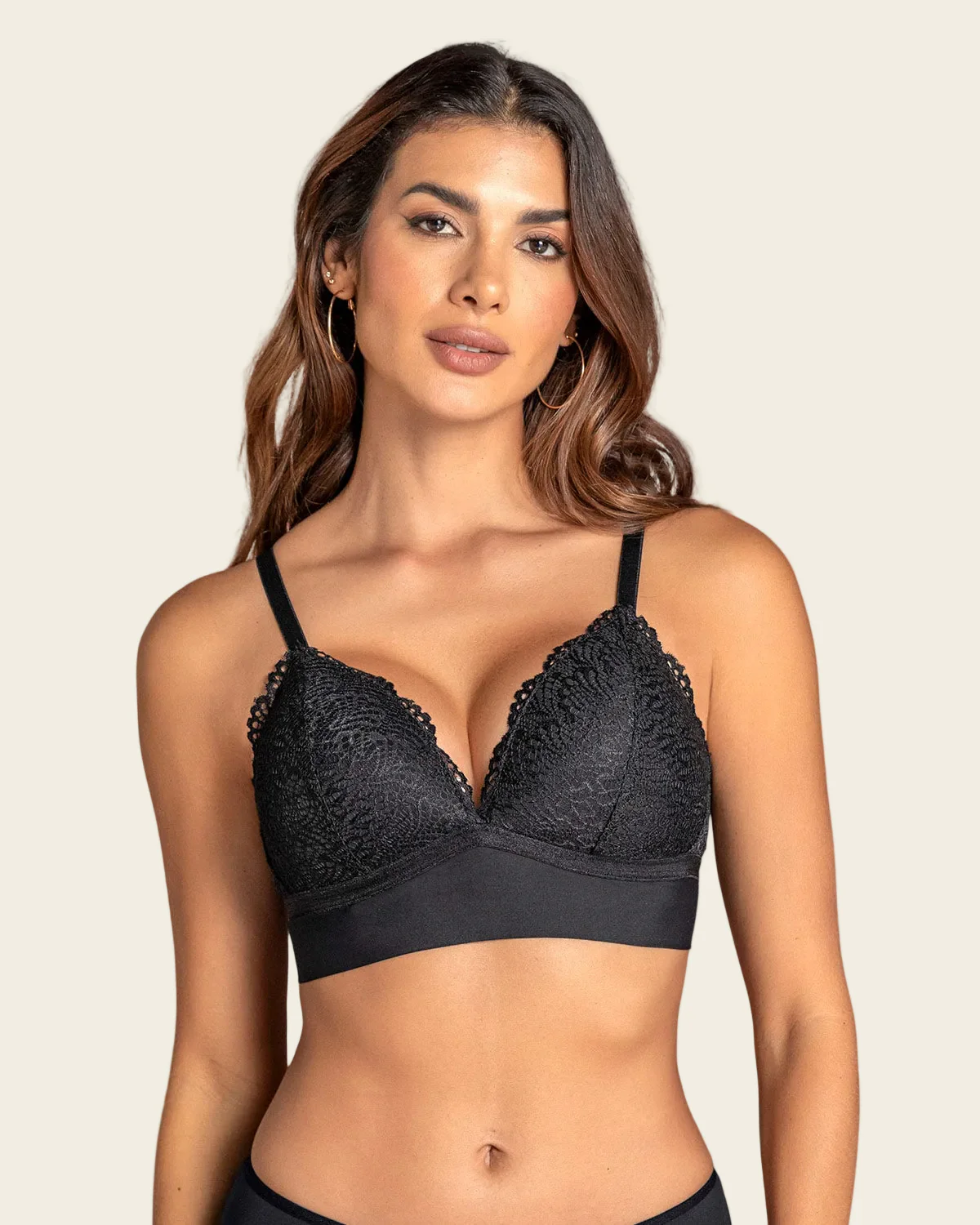 Lace-and-Smooth Wireless Lined Plunge Bra - Image 5