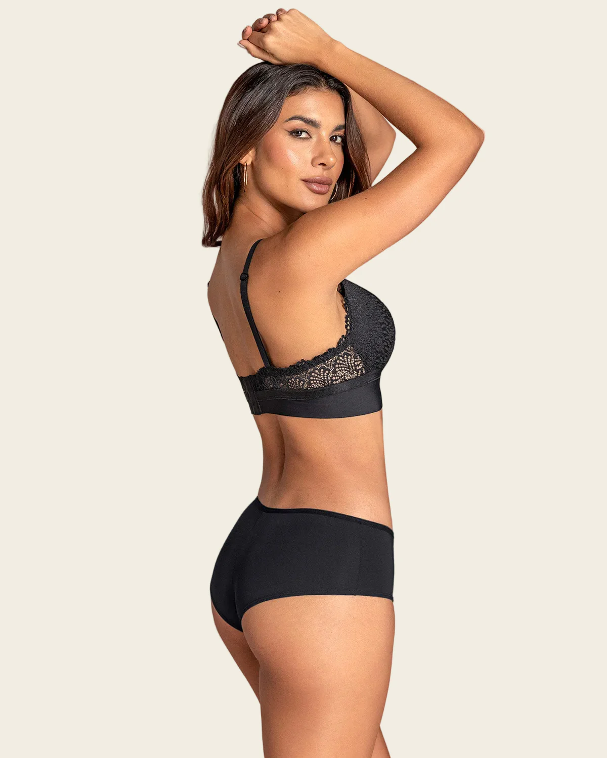 Lace-and-Smooth Wireless Lined Plunge Bra - Image 8