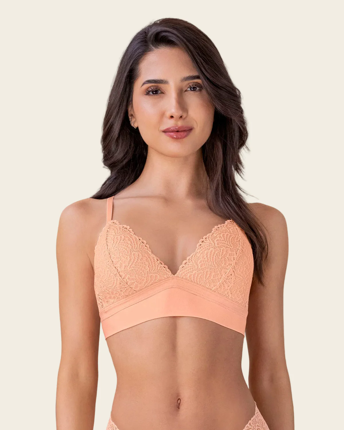 Lace-and-Smooth Wireless Lined Plunge Bra - Image 9