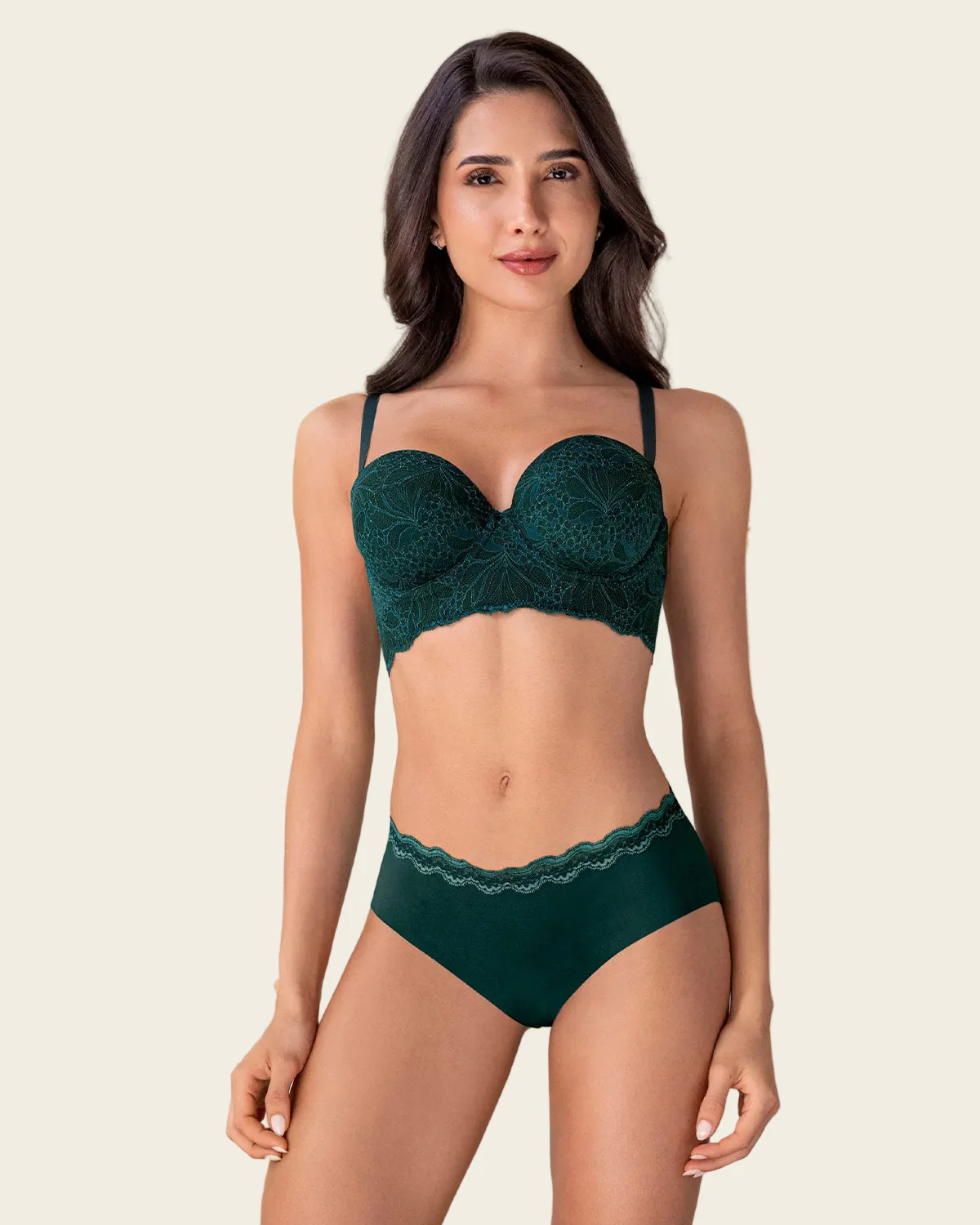 Lace Balconet-Style Push Up Bra with Wide Underbust Band - Image 17