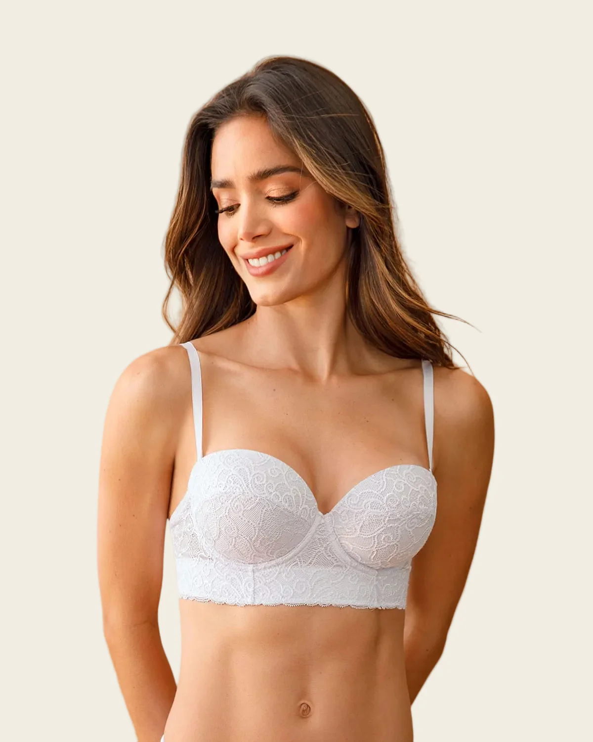 Lace Balconet-Style Push Up Bra with Wide Underbust Band - Image 6