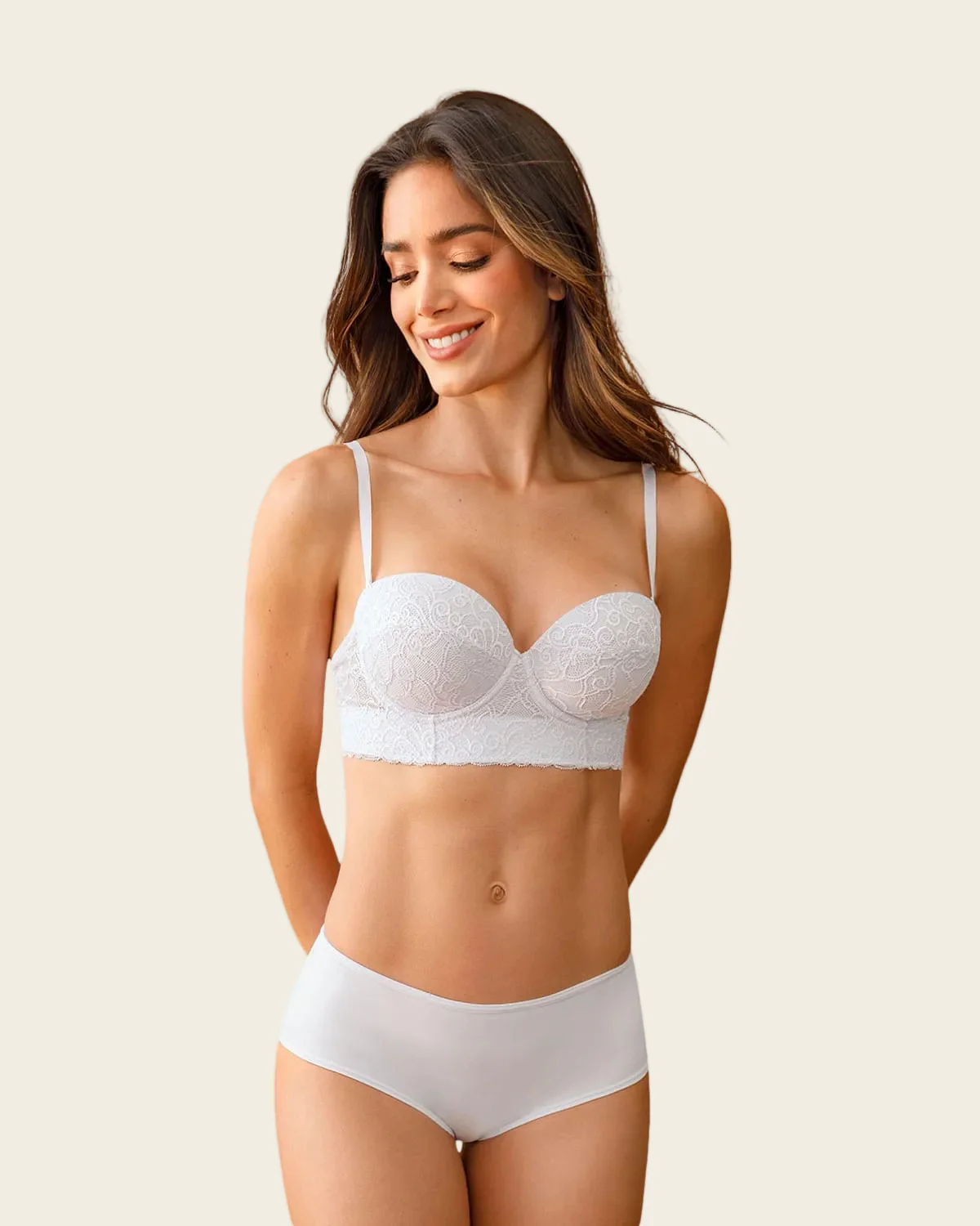Lace Balconet-Style Push Up Bra with Wide Underbust Band - Image 8