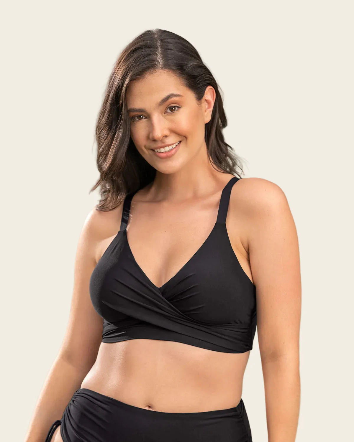 Lightweight Eco-Friendly Bikini Top with Criss Cross Details
