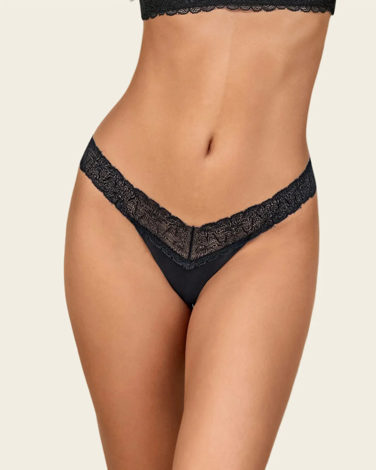 Low-Rise Lace Waistband Thong Knicker - Image 6