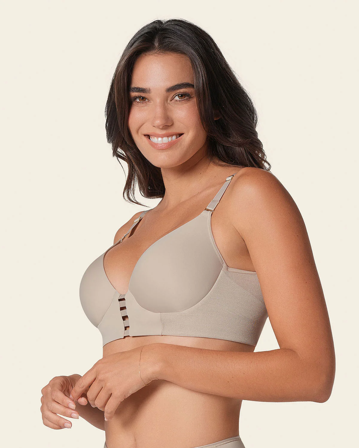 Memory Foam Push-Up Underwire Bustier Bra with Strappy Front - Image 12