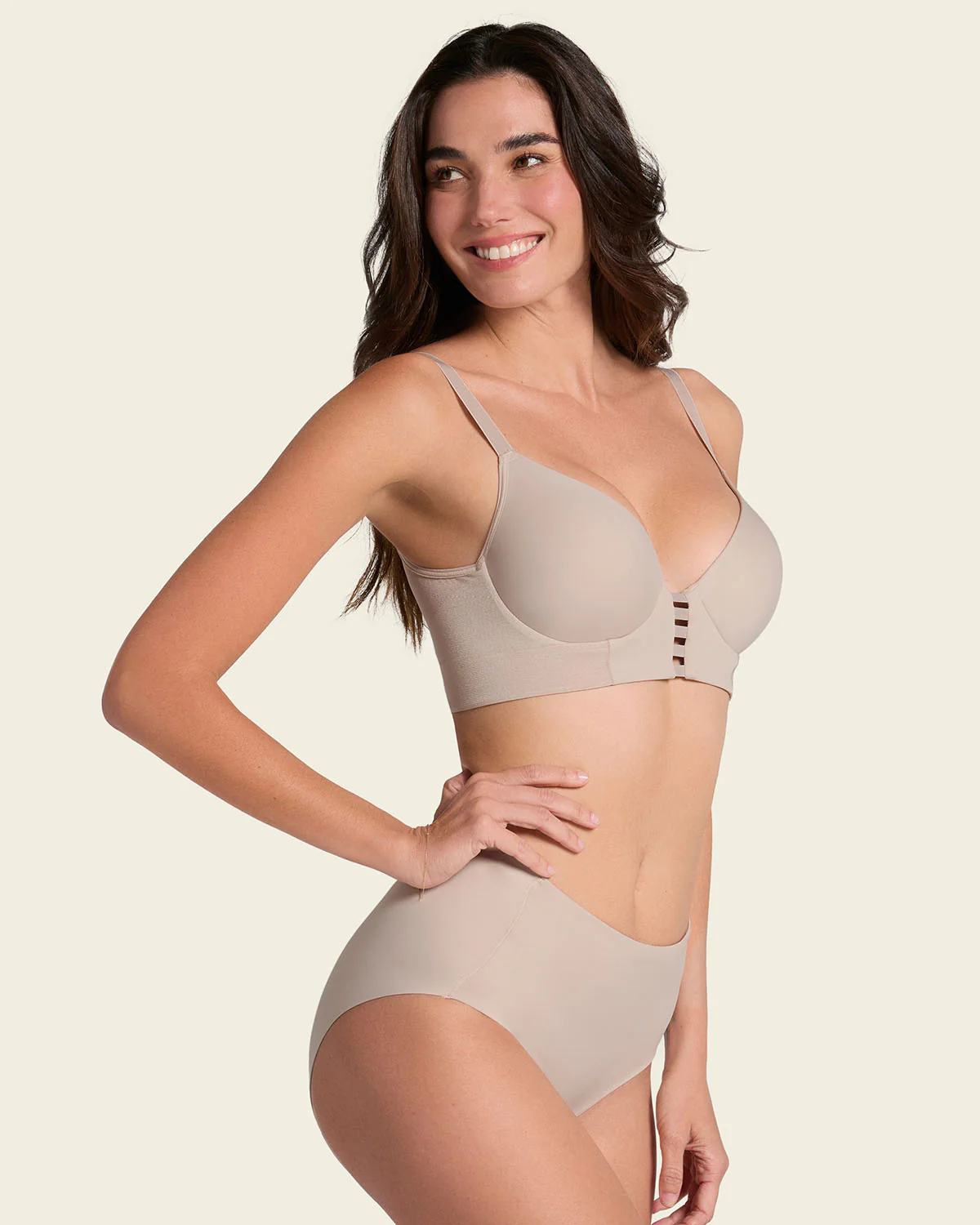 Memory Foam Push-Up Underwire Bustier Bra with Strappy Front - Image 15