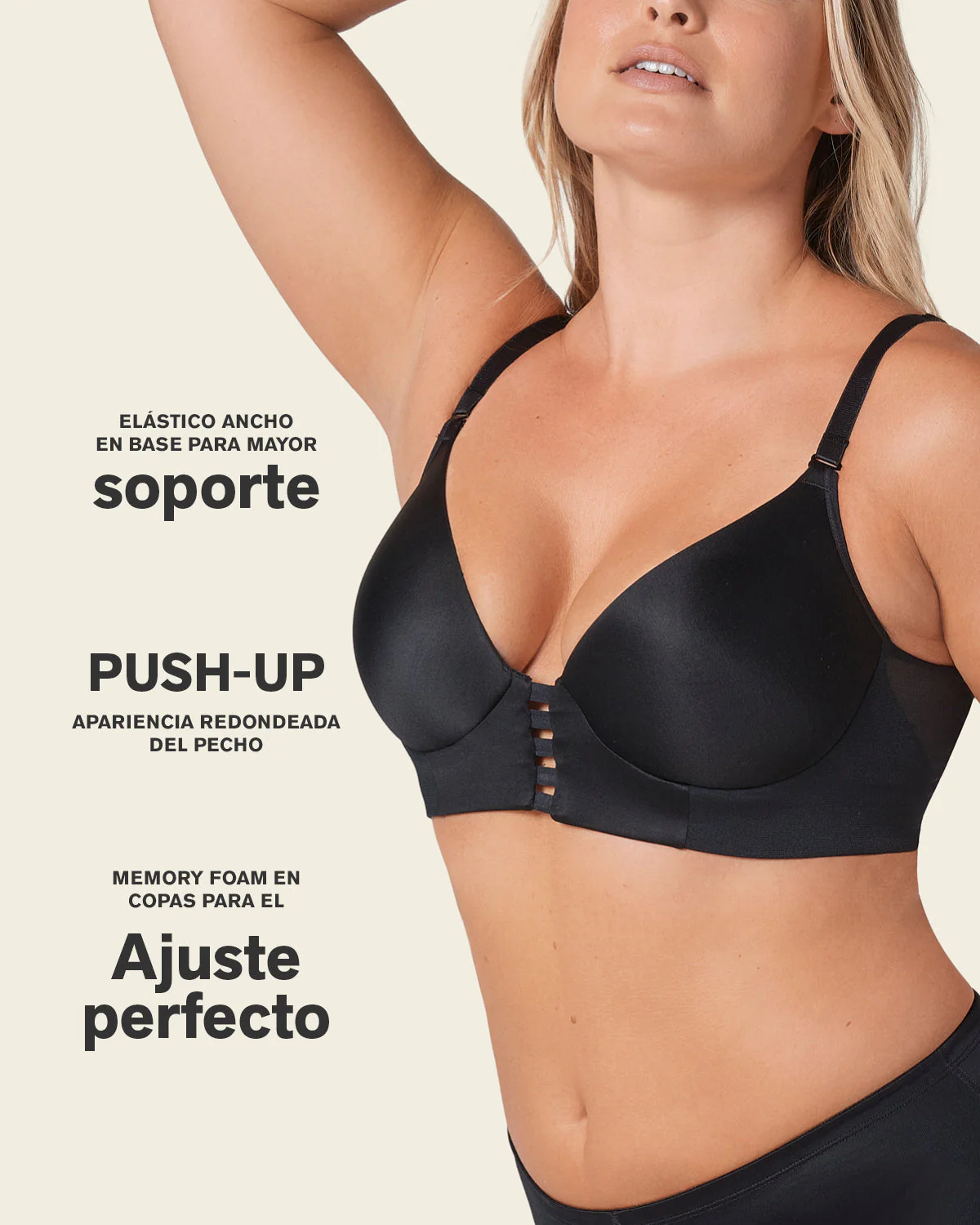 Memory Foam Push-Up Underwire Bustier Bra with Strappy Front - Image 18