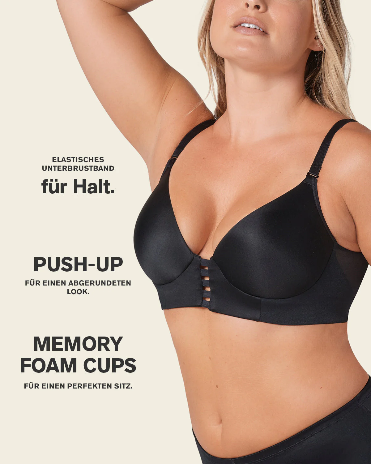 Memory Foam Push-Up Underwire Bustier Bra with Strappy Front - Image 26