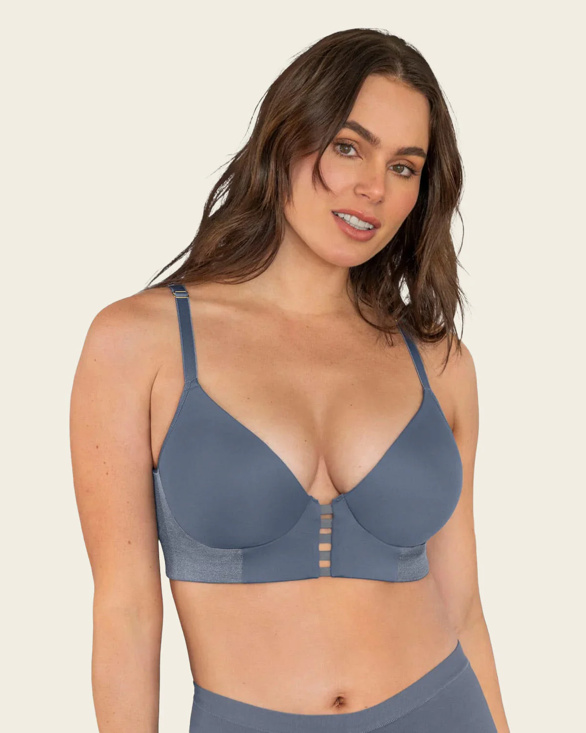 Memory Foam Push-Up Underwire Bustier Bra with Strappy Front - Image 32