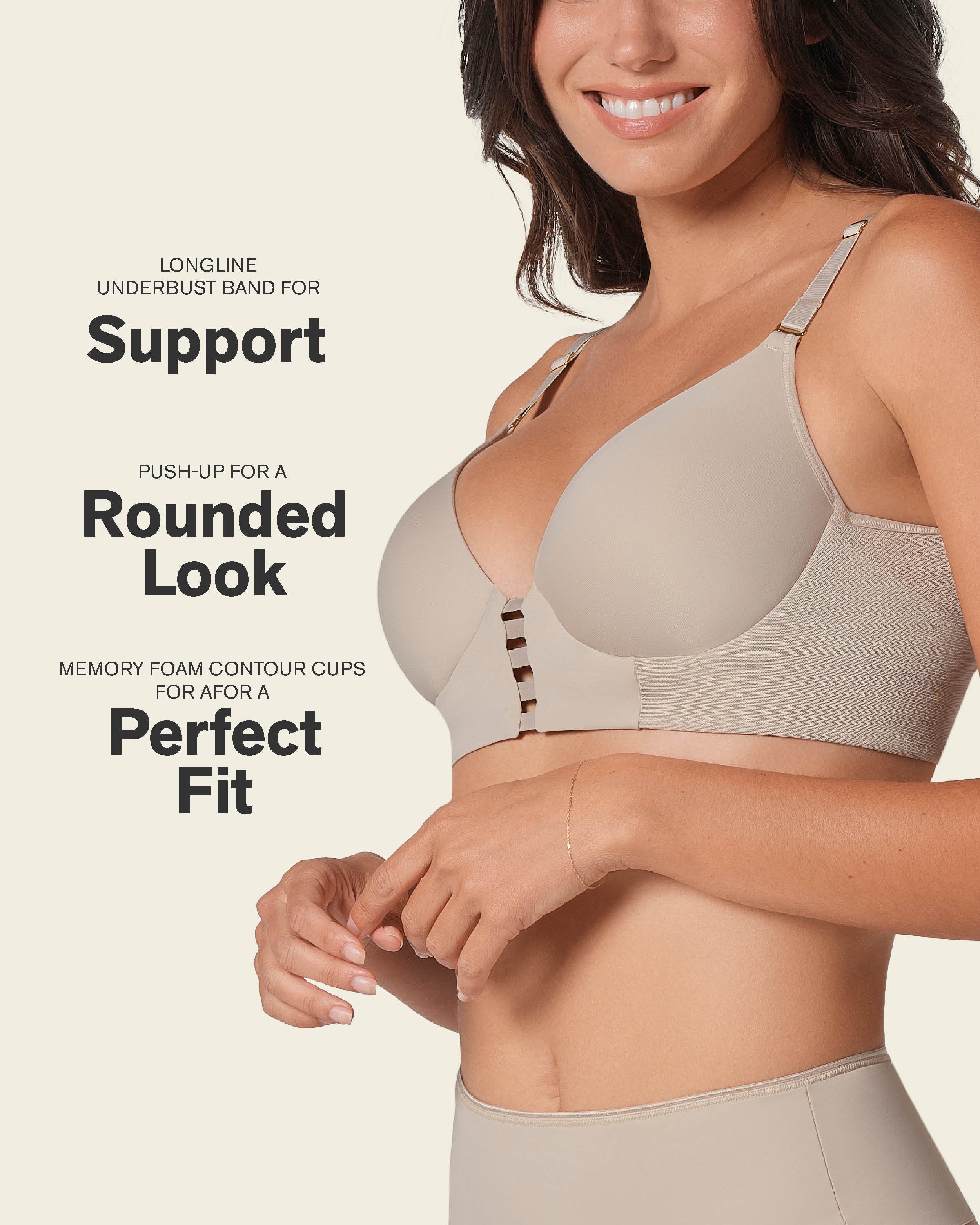 Memory Foam Push-Up Underwire Bustier Bra with Strappy Front - Image 5
