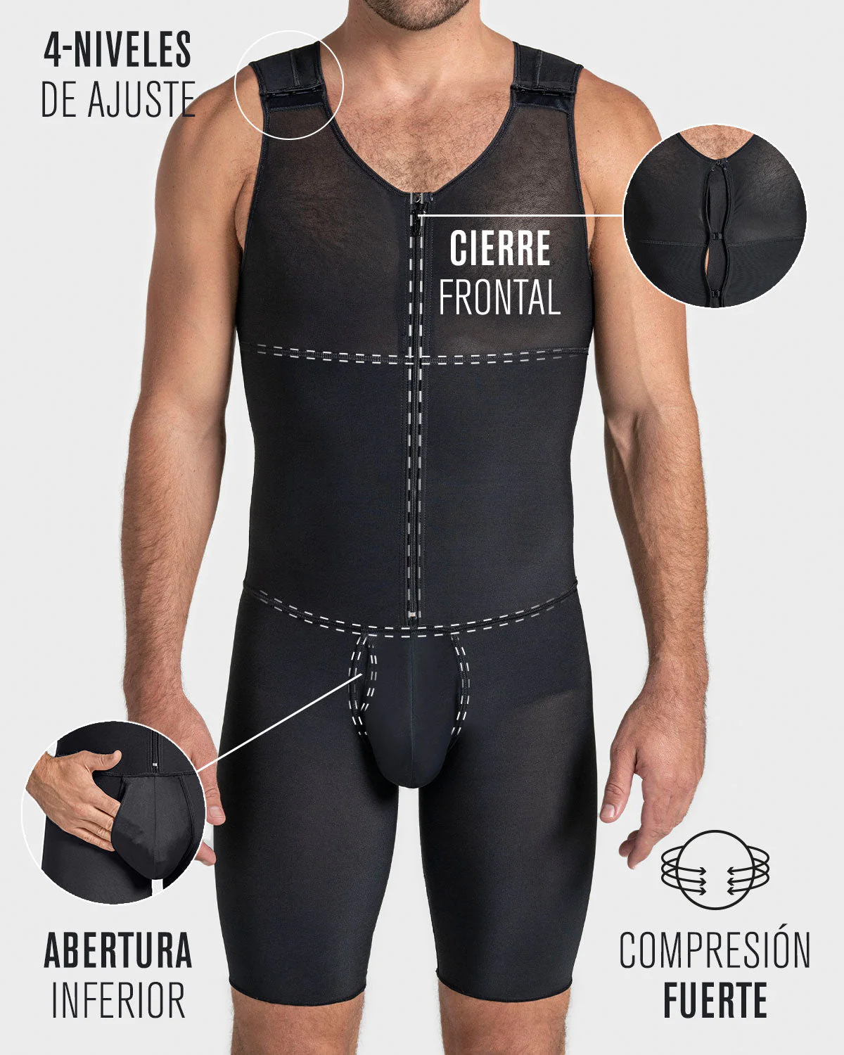 Men's post-surgical compression bodysuit - Image 4