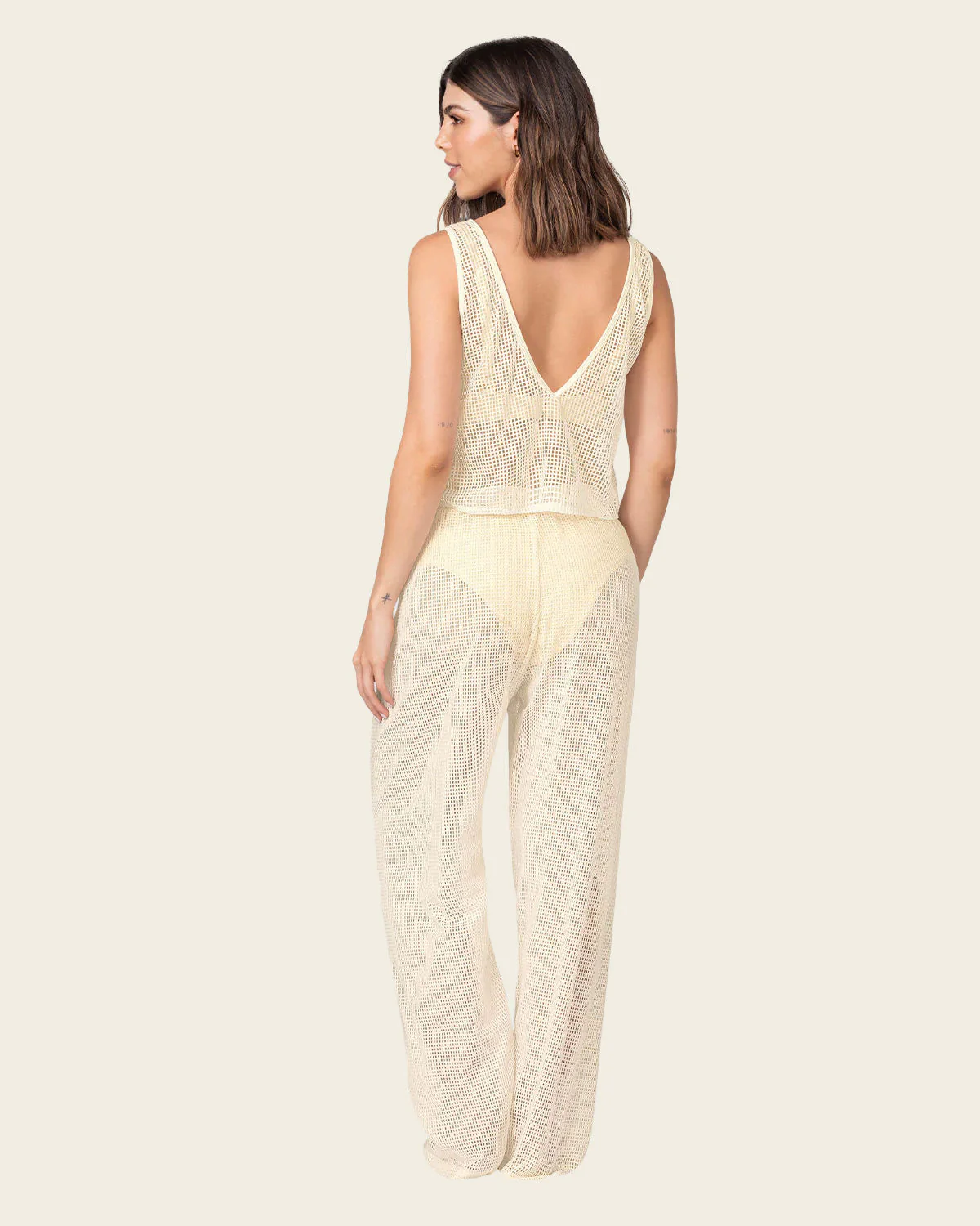 Mesh Swimwear Cover-Up Set: Tank and Pants - Image 2