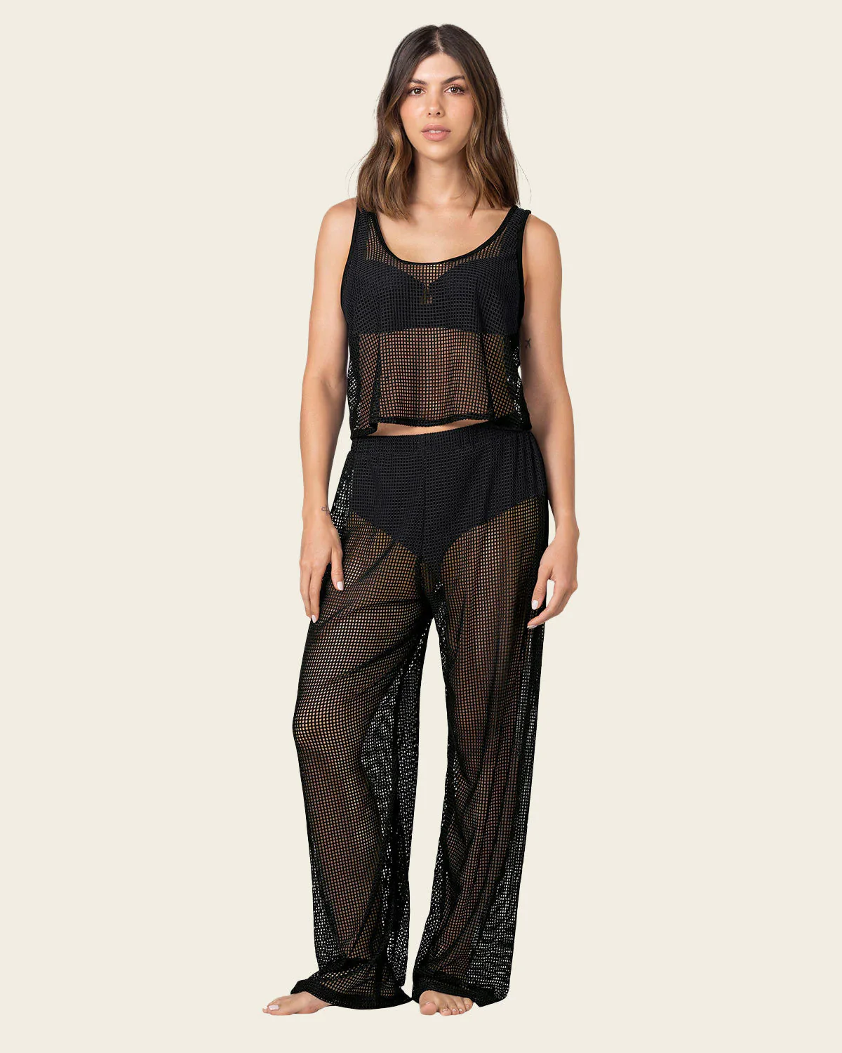 Mesh Swimwear Cover-Up Set: Tank and Pants - Image 6