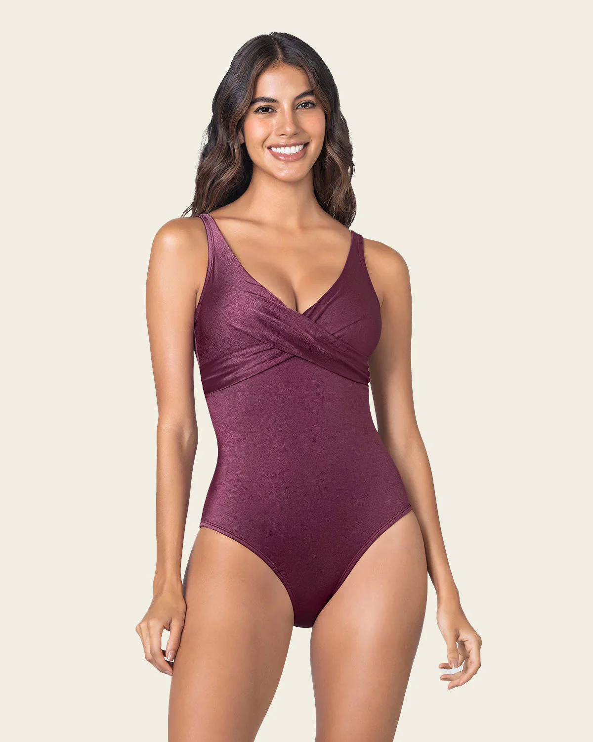 One-Piece Full Coverage Slimming Swimsuit with a Twist