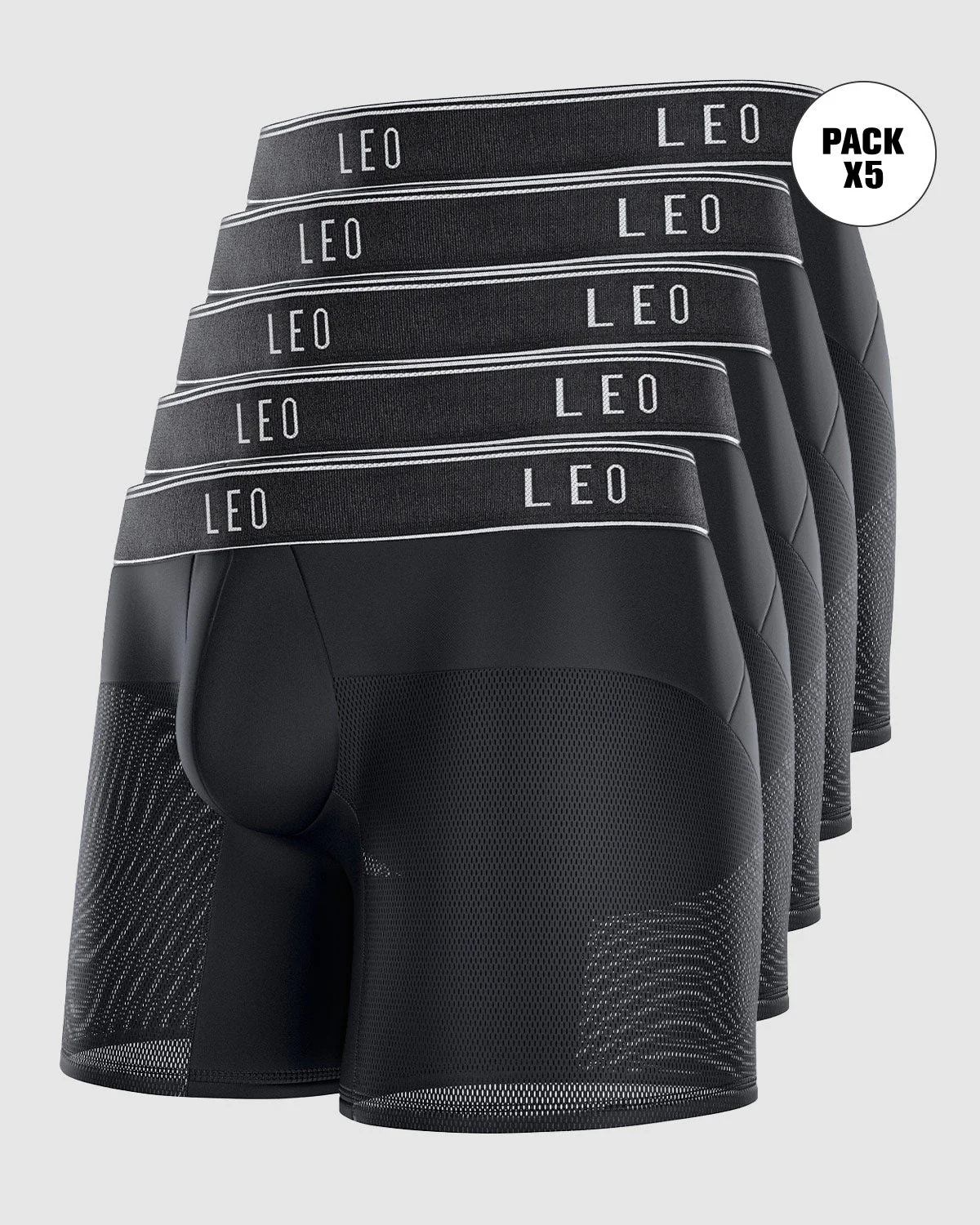 Pack of 5 quick-drying mid-rise boxers with breathable microfiber mesh