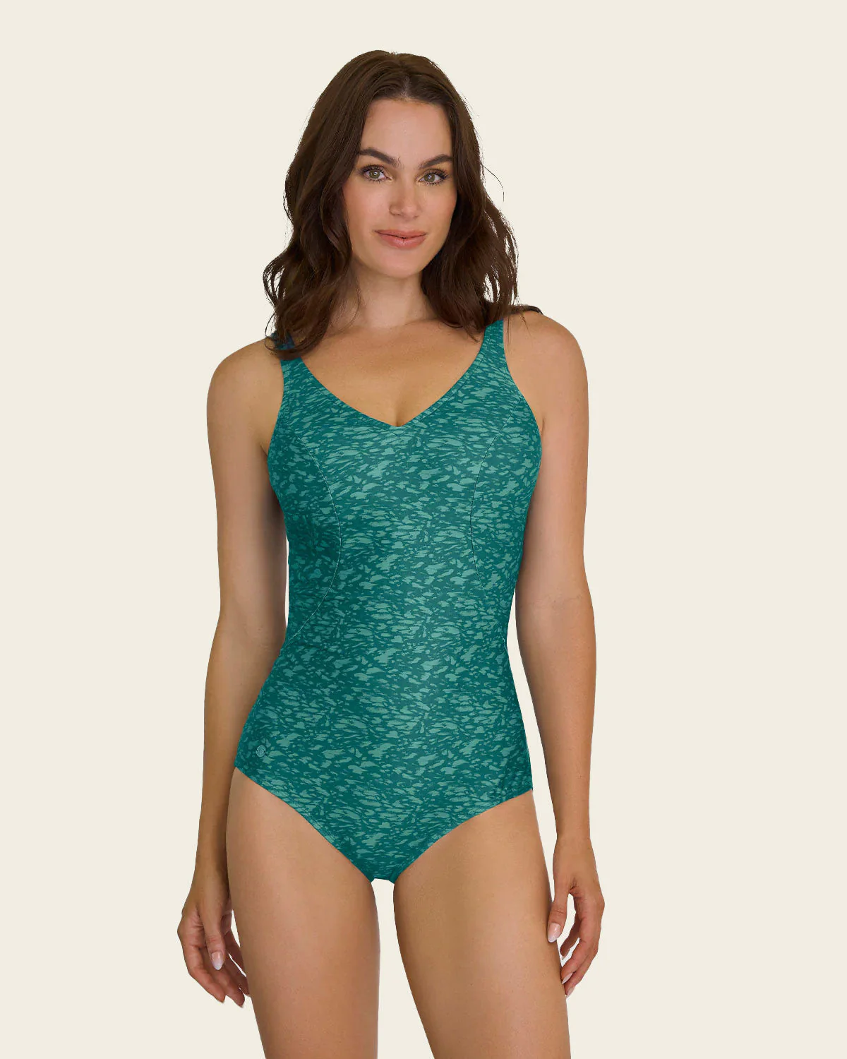 Printed One-Piece Swimsuit with Slimming Compression