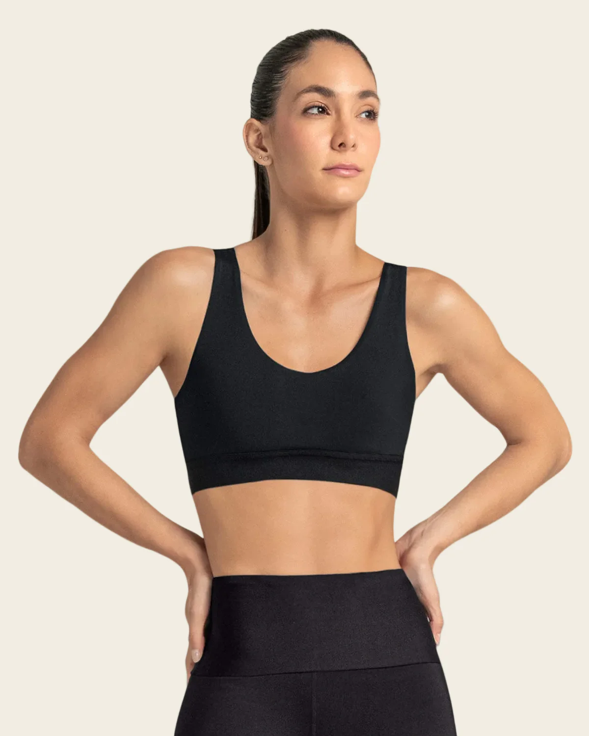 Racerback Sports Bra with Layered Mesh