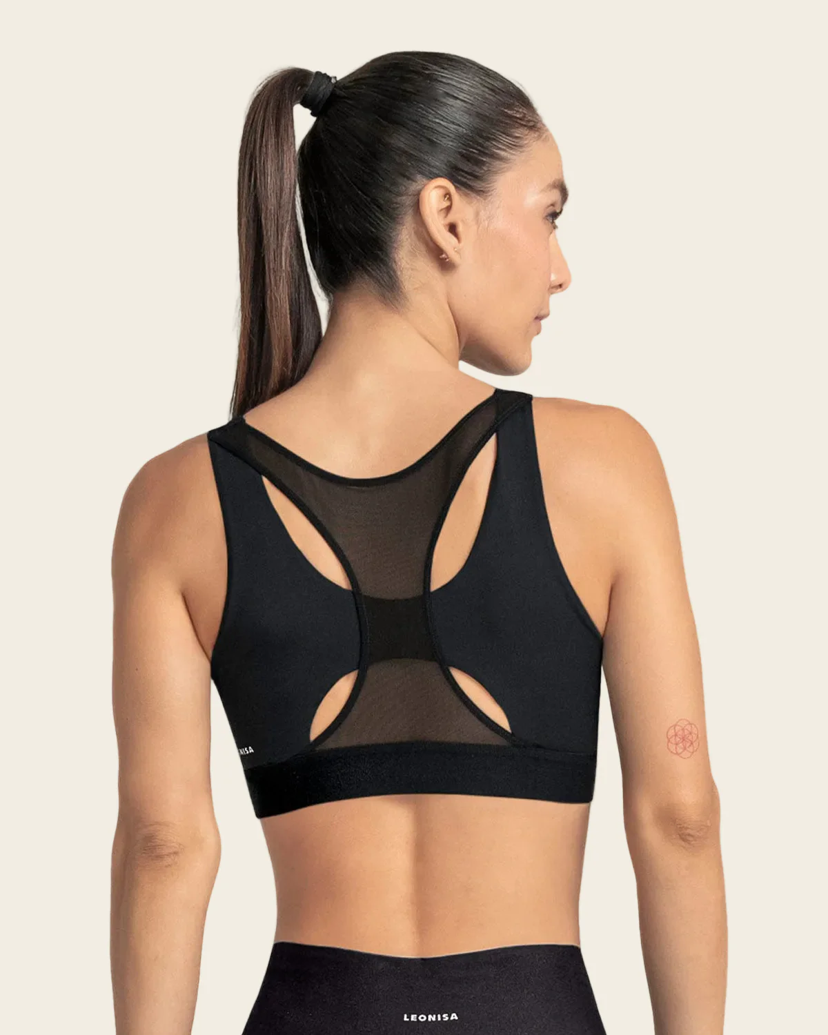 Racerback Sports Bra with Layered Mesh - Image 2