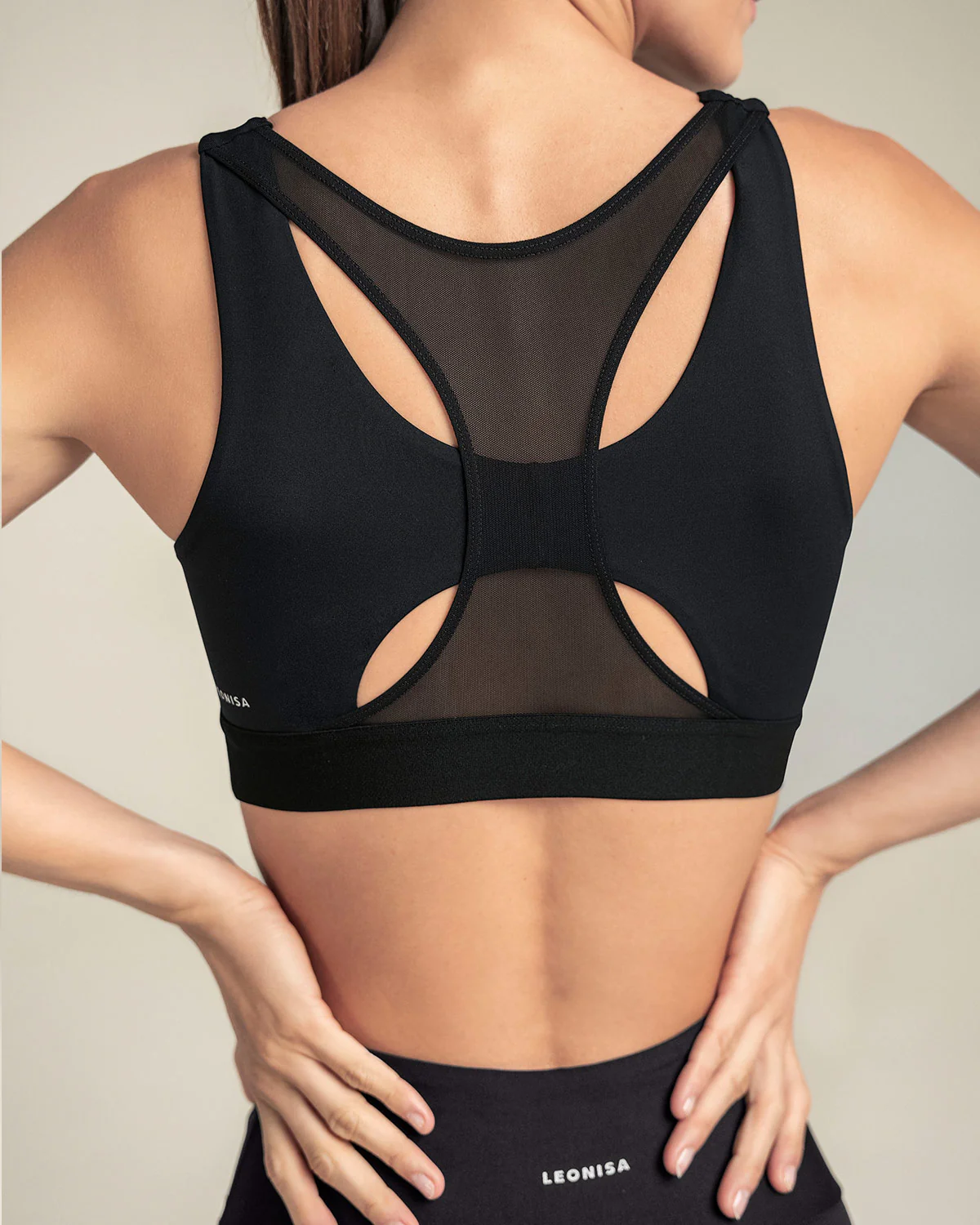Racerback Sports Bra with Layered Mesh - Image 4