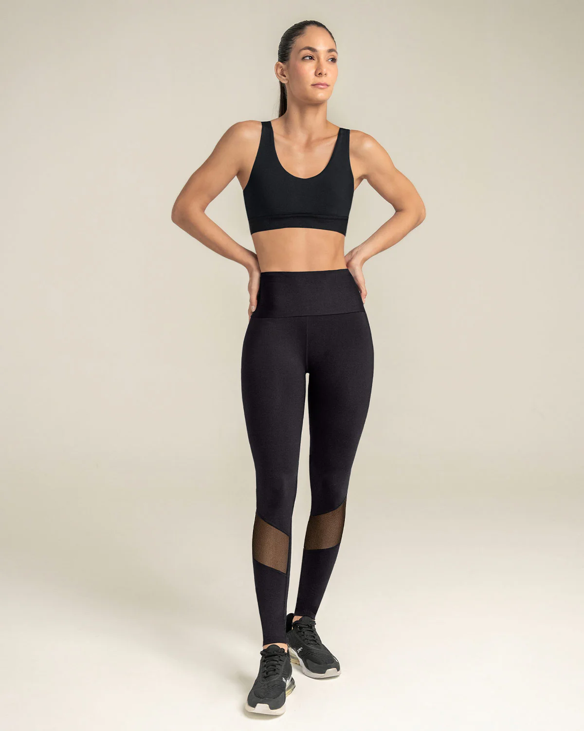 Racerback Sports Bra with Layered Mesh - Image 5