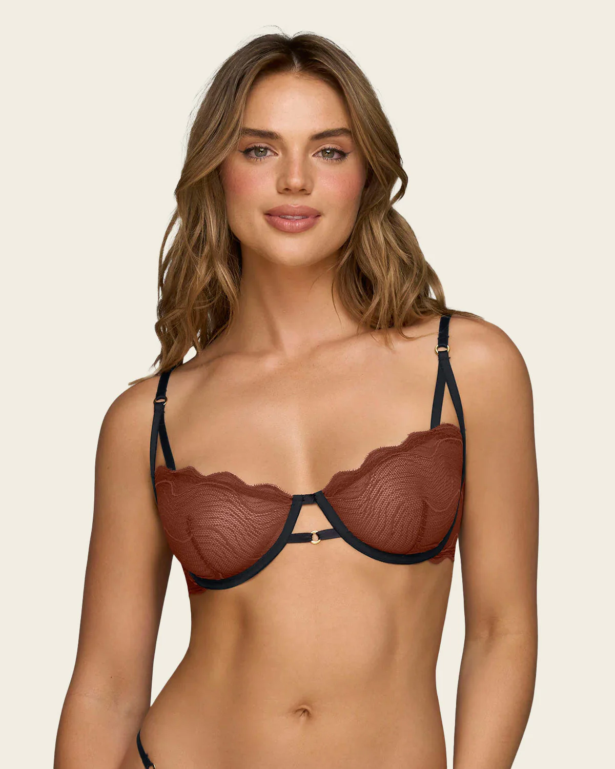 Scalloped Sheer Lace Underwire Unlined Bra - Image 5