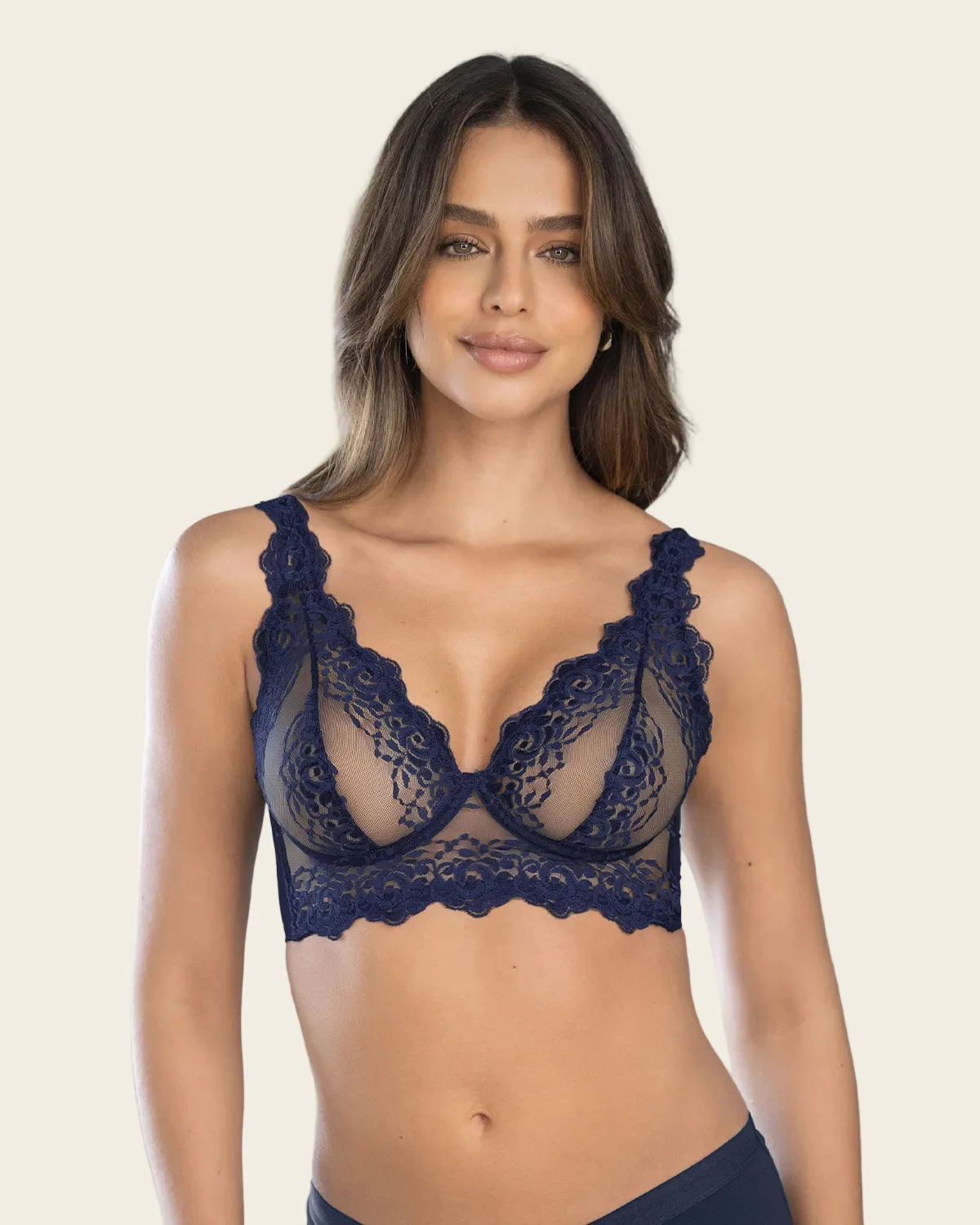Sheer Lace Underwire Bustier Bra - Image 3